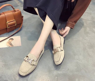 Metal Decor Slip on Loafers Moccasins Big Size Flats Loafers