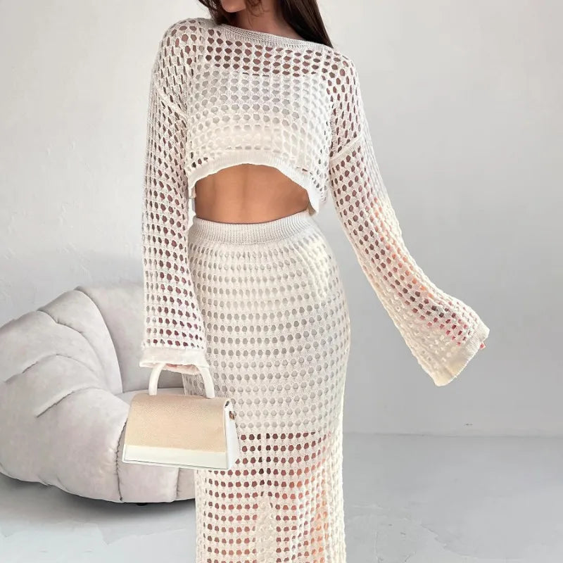 Dressbetty - Summer Thin Knit Mesh Hollow-out Skirt