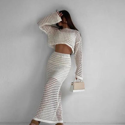 Dressbetty - Summer Thin Knit Mesh Hollow-out Skirt