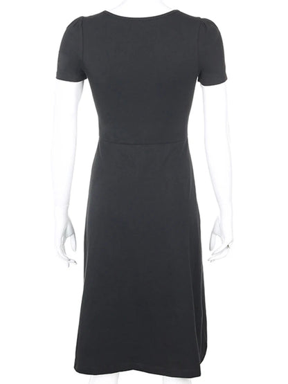 Ruched Black Short Female Summer Es New Midi Dresses