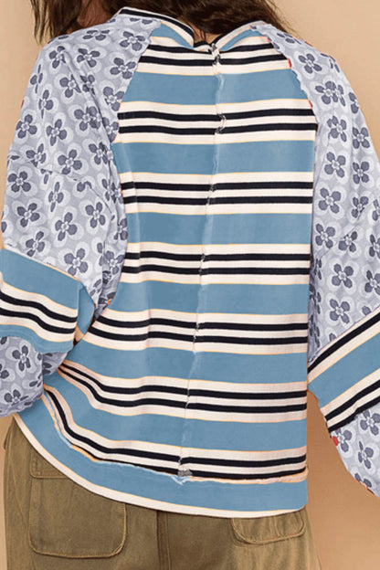 Striped Print Cotton Sweatshirt