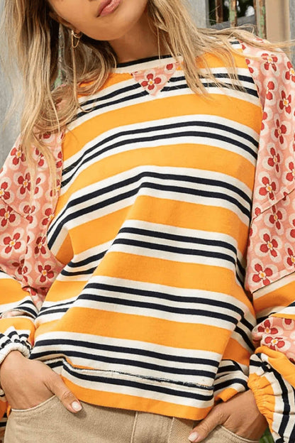 Striped Print Cotton Sweatshirt