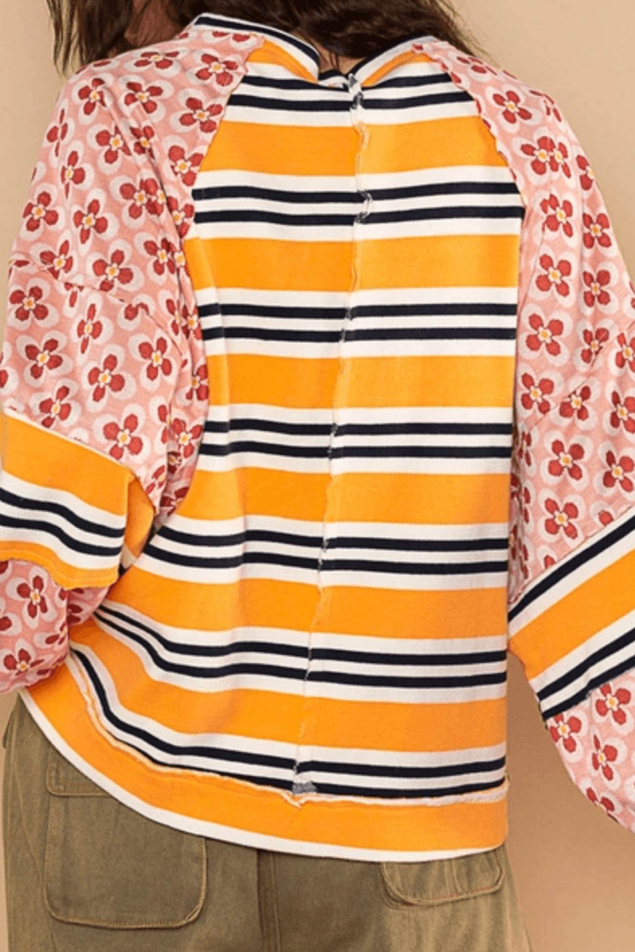 Striped Print Cotton Sweatshirt