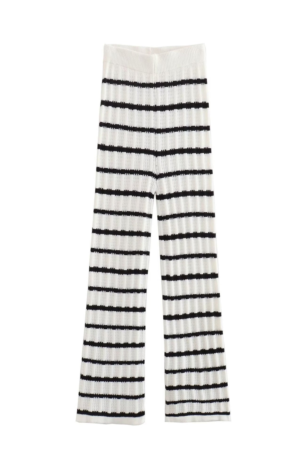 Striped Knit Tie-up Tank Top Pants Suits