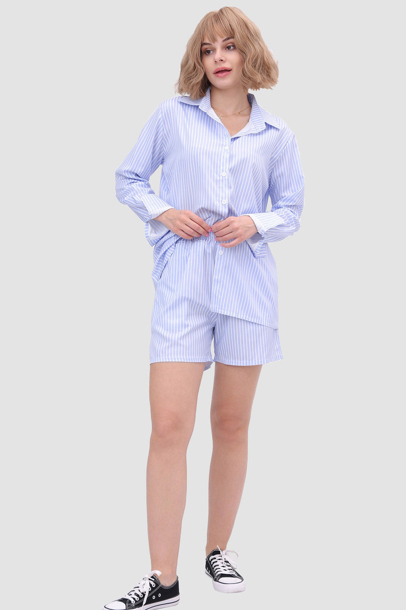 Striped Shirt Top & High Waist Shorts