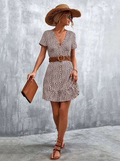 Summer Short V Neck Flower Mini Midi Dresses
