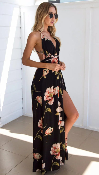 Summer Pleated Backless Robe Evenning- Midi Dresses