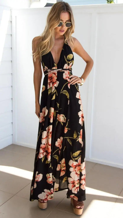 Summer Pleated Backless Robe Evenning- Midi Dresses