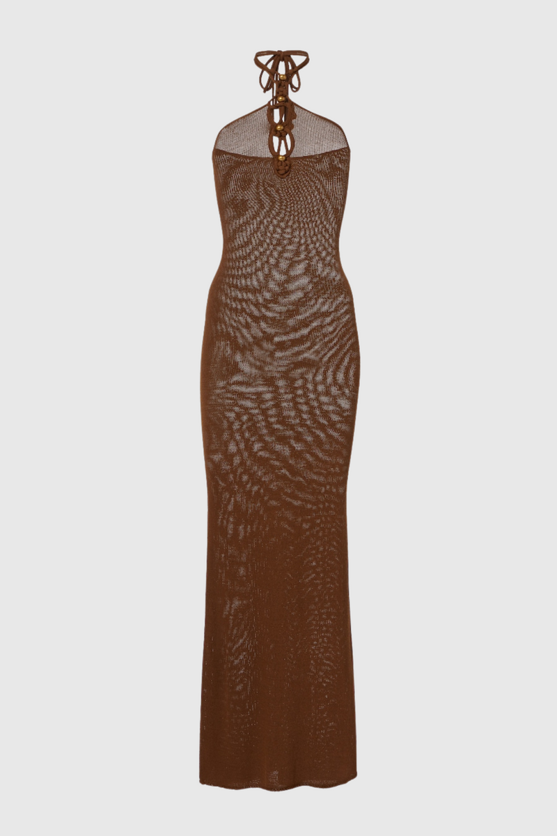 Svetla Halter Knitted Maxi Dress
