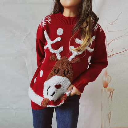 Thickened Raglan Sleeve Elk Christmas Tree Sweater