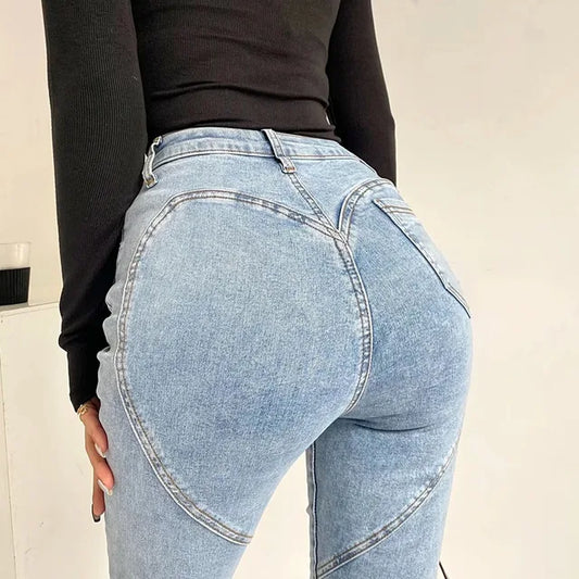 High High Waisted Jeans for Silm Fit Cotton Jean Street Temperament Denim Pant Female