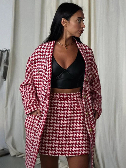Slim High Waist Skirt Sets 2 Piece Outfits Loose Cardigan Conjuntos De Falda Street Mini Dress Suits