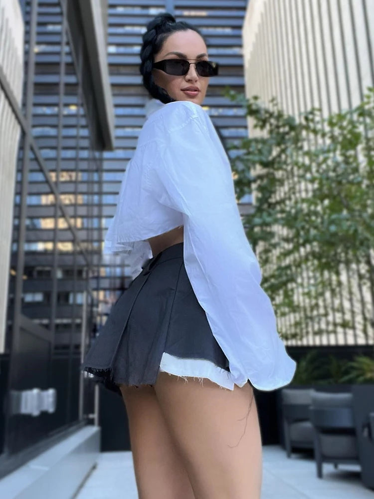 Y2k Skirts Cotton Low Waist Pleated Mini Skirts Summer Harajuku Pocket With Belts Micro Skirt