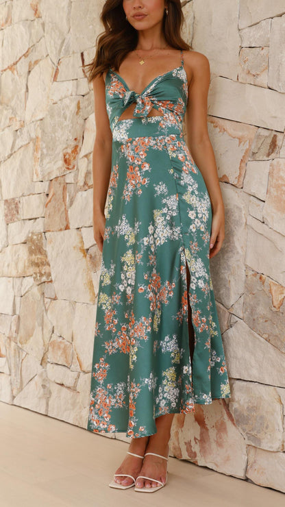 Myla | Satin Split Midi Dress