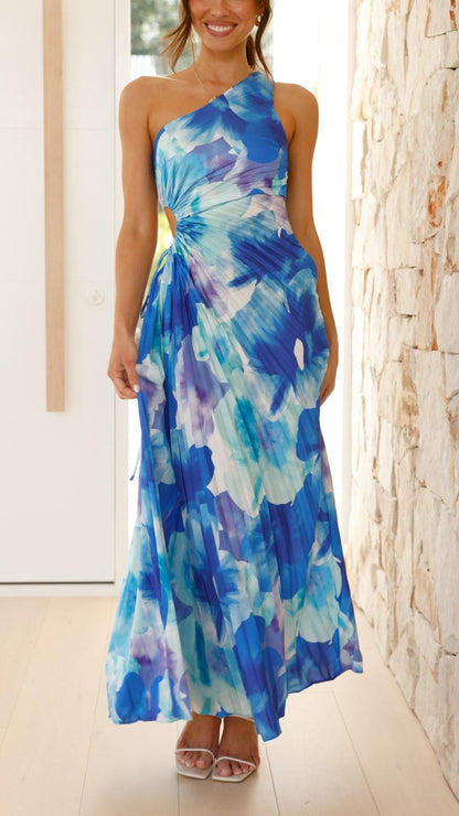 Madison | Pleated One Shoulder Maxi Dress