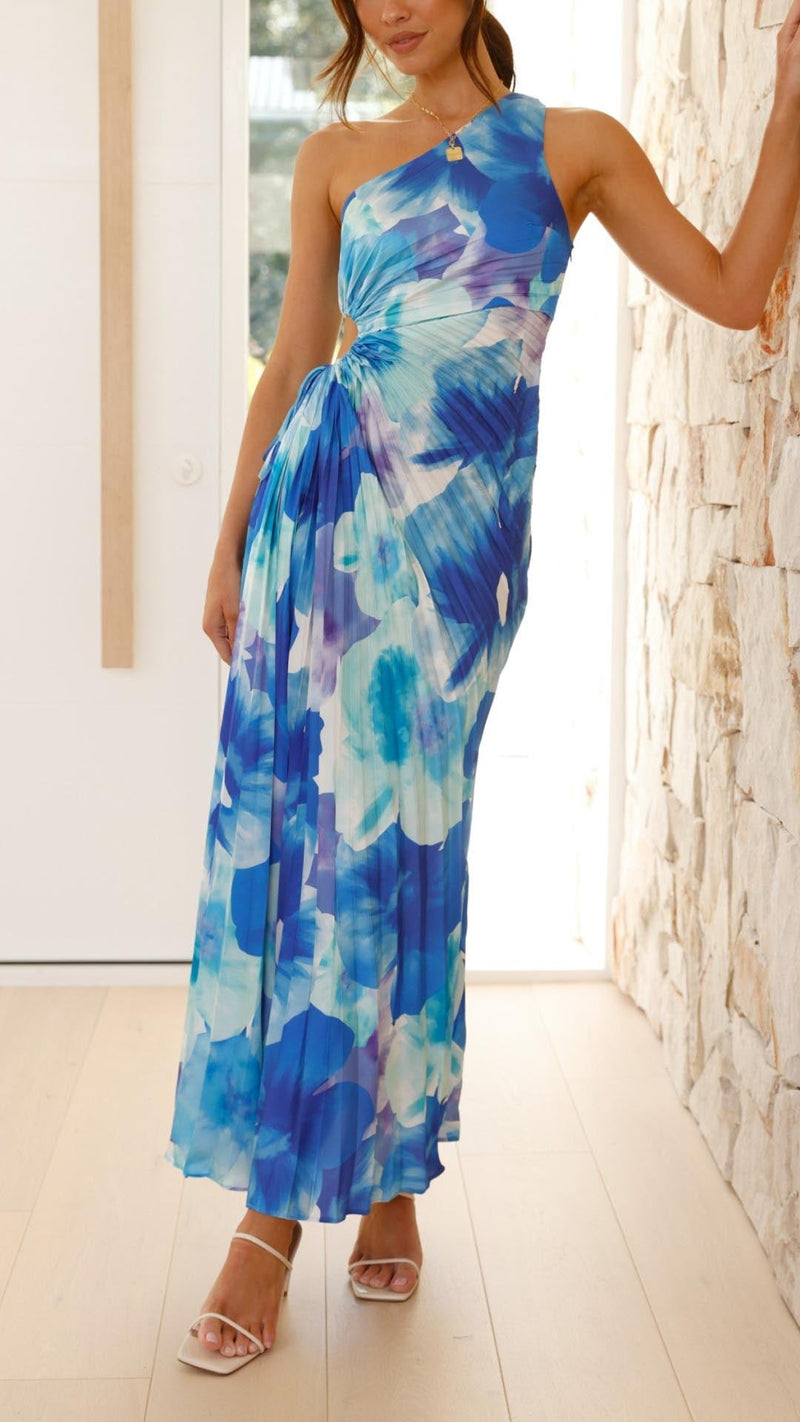 Madison | Pleated One Shoulder Maxi Dress