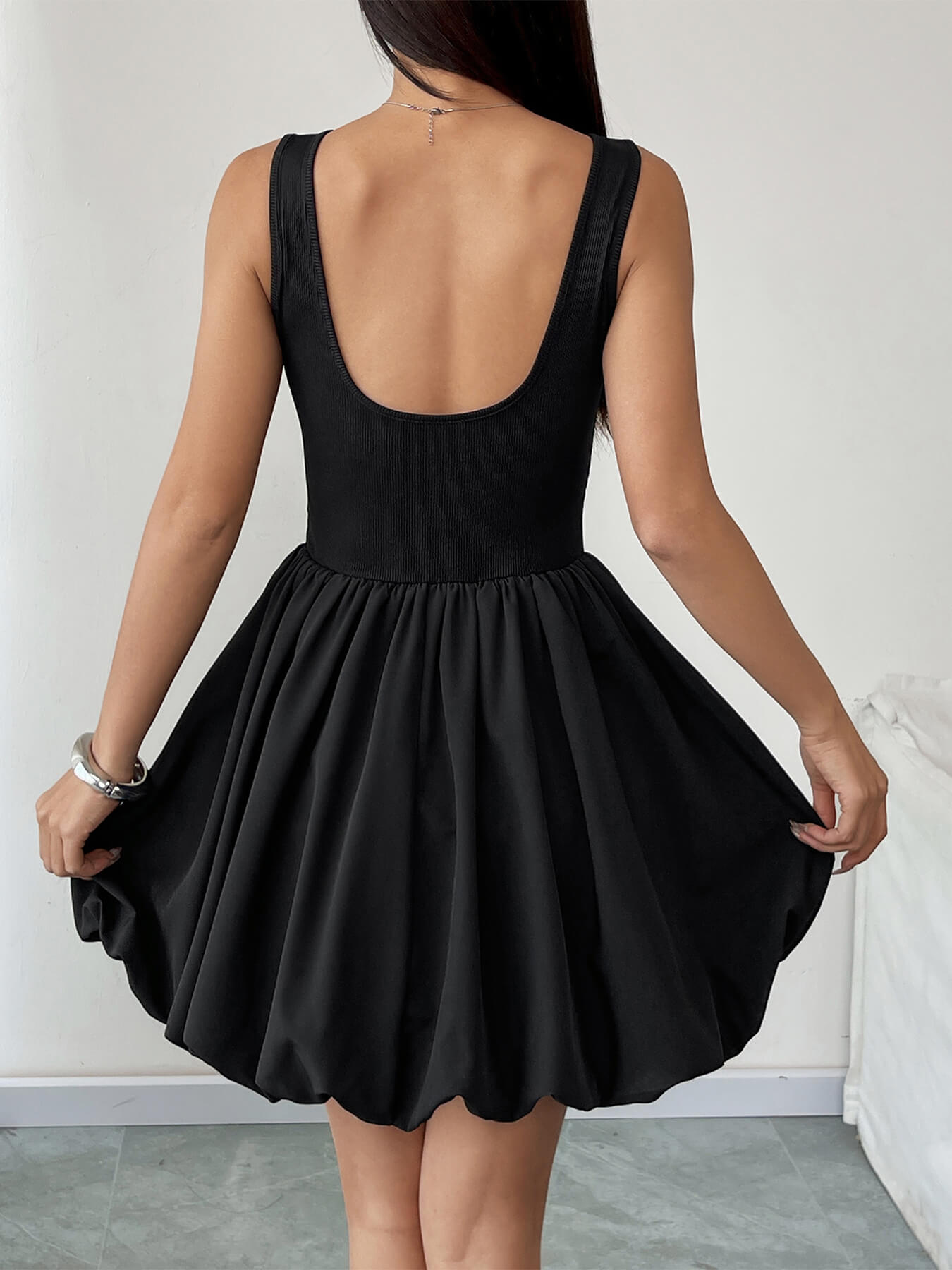 Aileen Fit and Flare Puffy Skirt Mini Dress