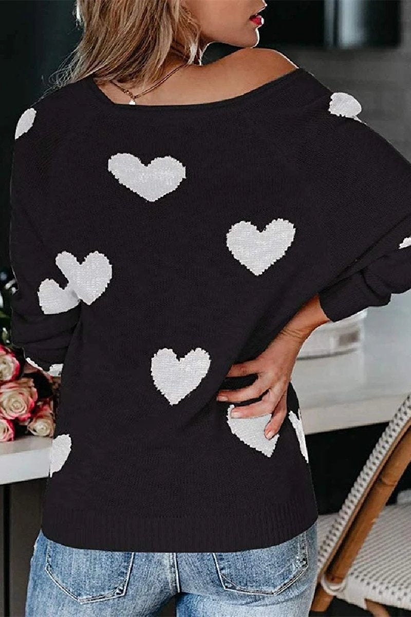 Loose V-neck Love Knitted Sweater(5 Colors)