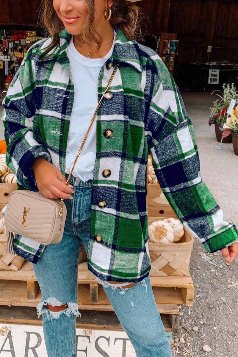 Big Plaid Coat Tops(6 Colors)