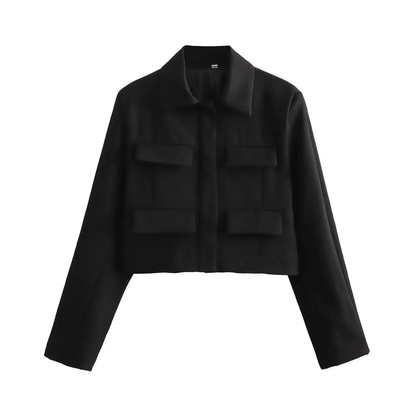 Turn Down Long Pocket Autumn Coat