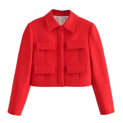 Turn Down Long Pocket Autumn Coat