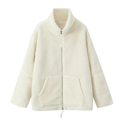 Winter Warm Loose Lamb Lapel Long Coat
