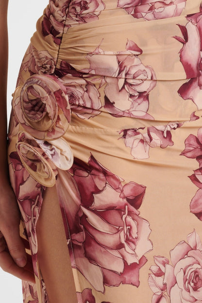 Taysia Strapless Ruched Midi Dress