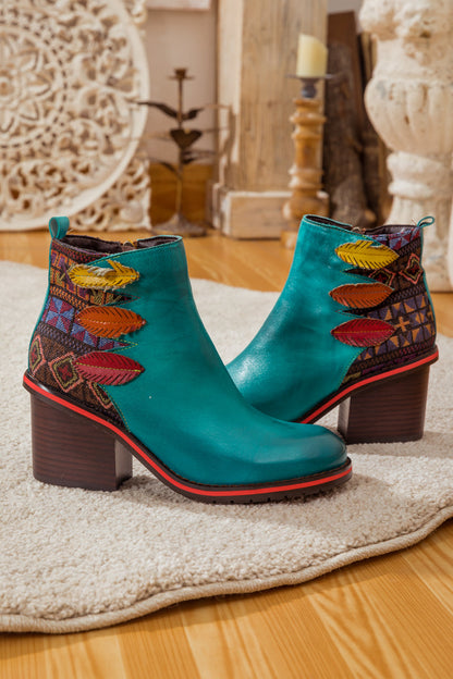 Soffia | Art of Fall Block Heel Leather Ankle Boot