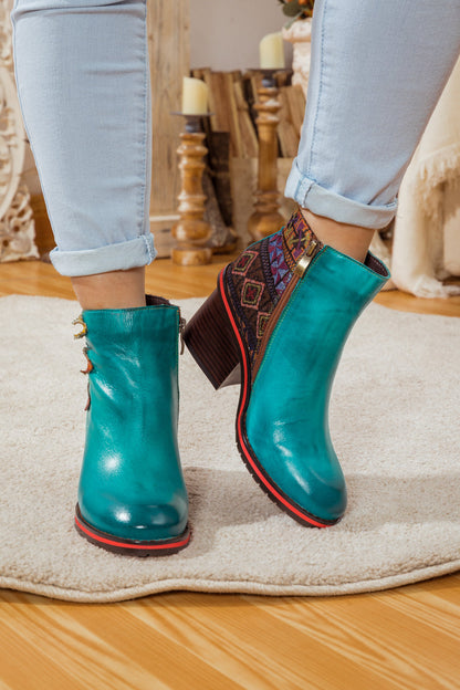 Soffia | Art of Fall Block Heel Leather Ankle Boot