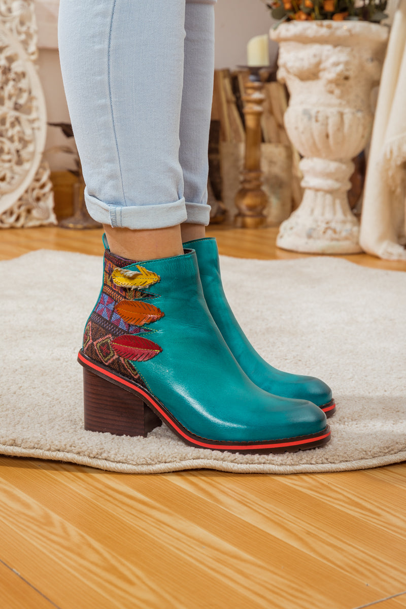 Soffia | Art of Fall Block Heel Leather Ankle Boot
