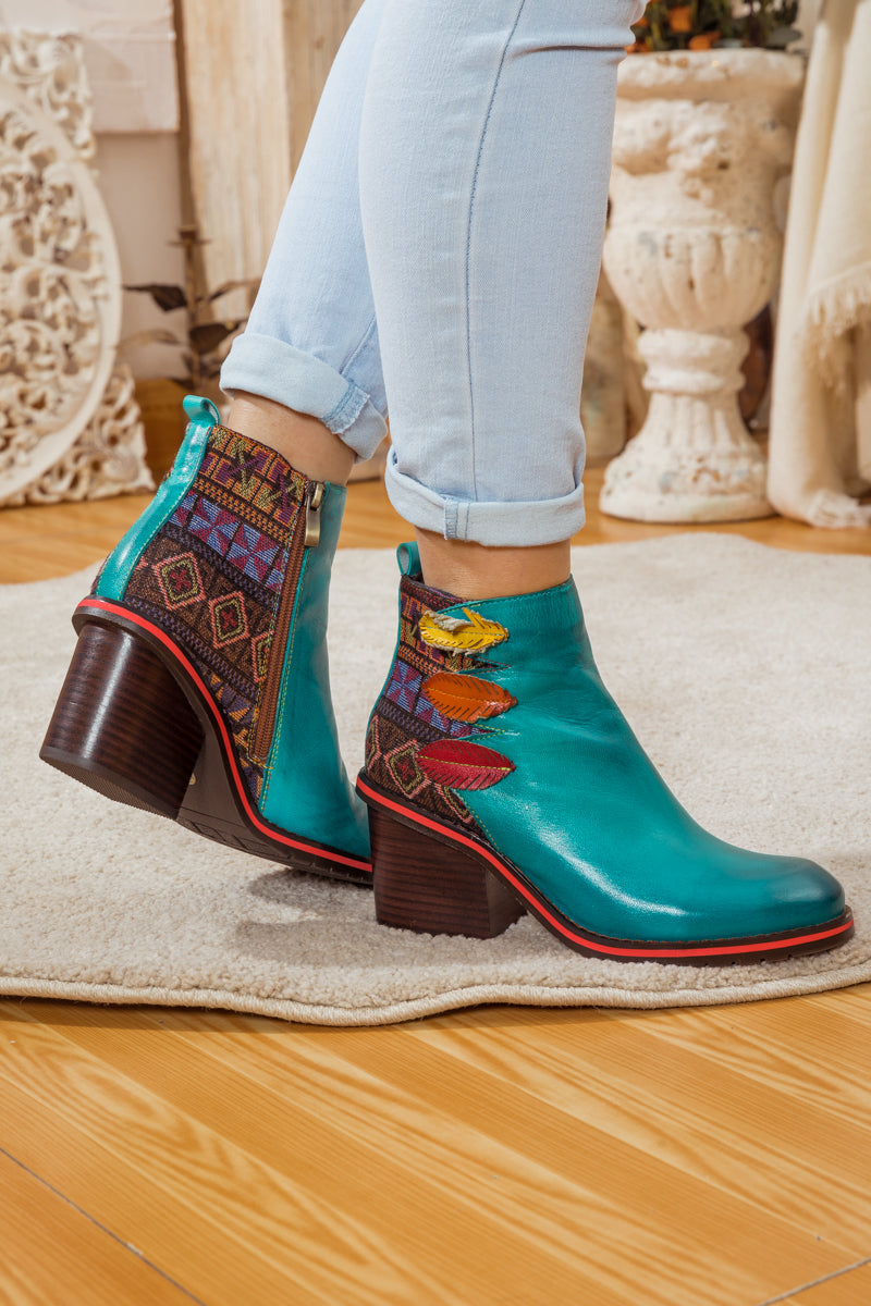 Soffia | Art of Fall Block Heel Leather Ankle Boot