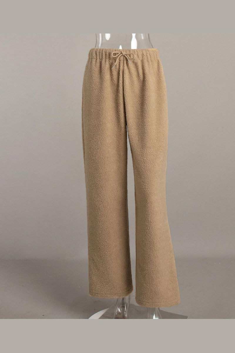Teddy Boucle Plush Wide Leg Pants