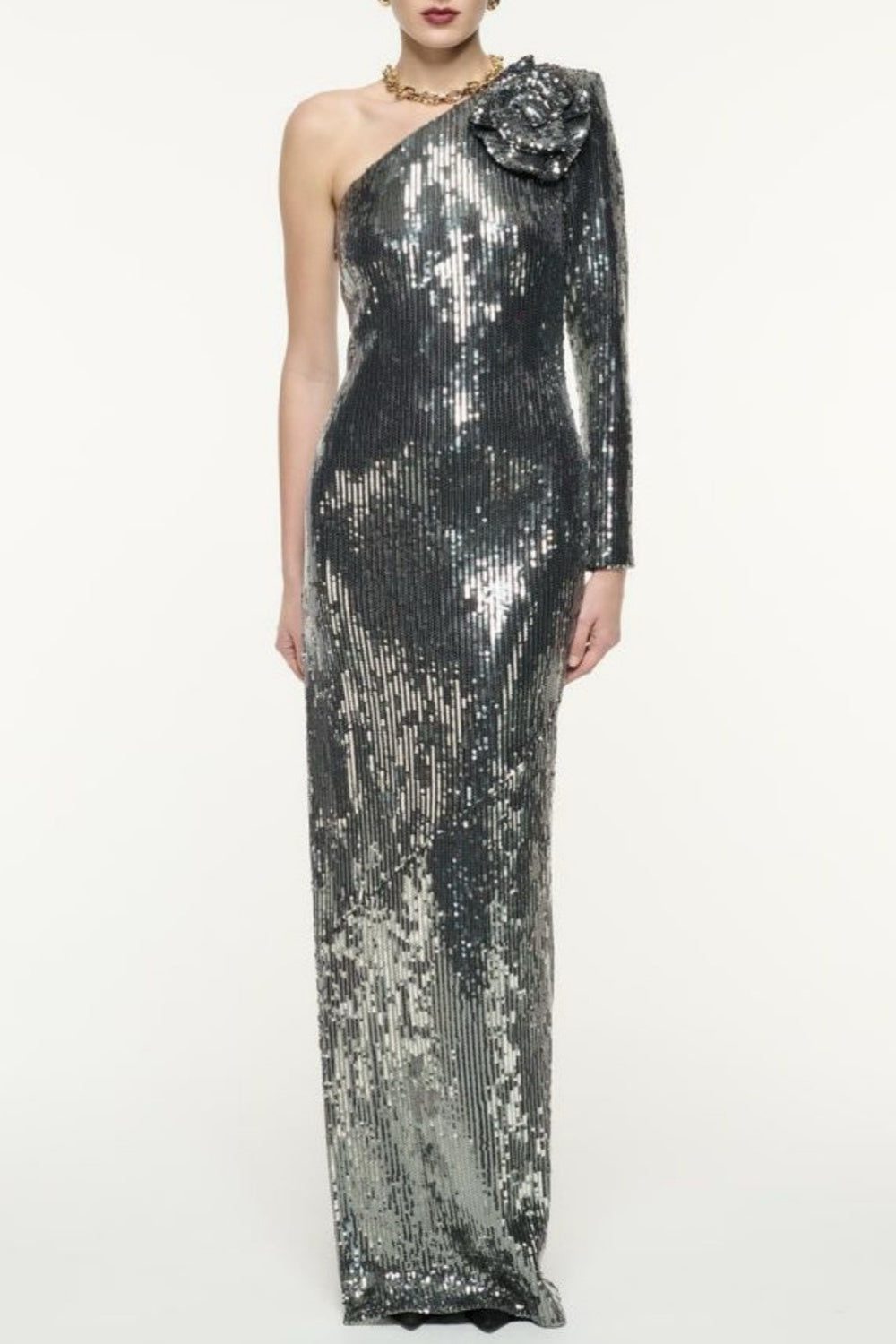 Thirza Sequin One Shoulder Maxi Dress