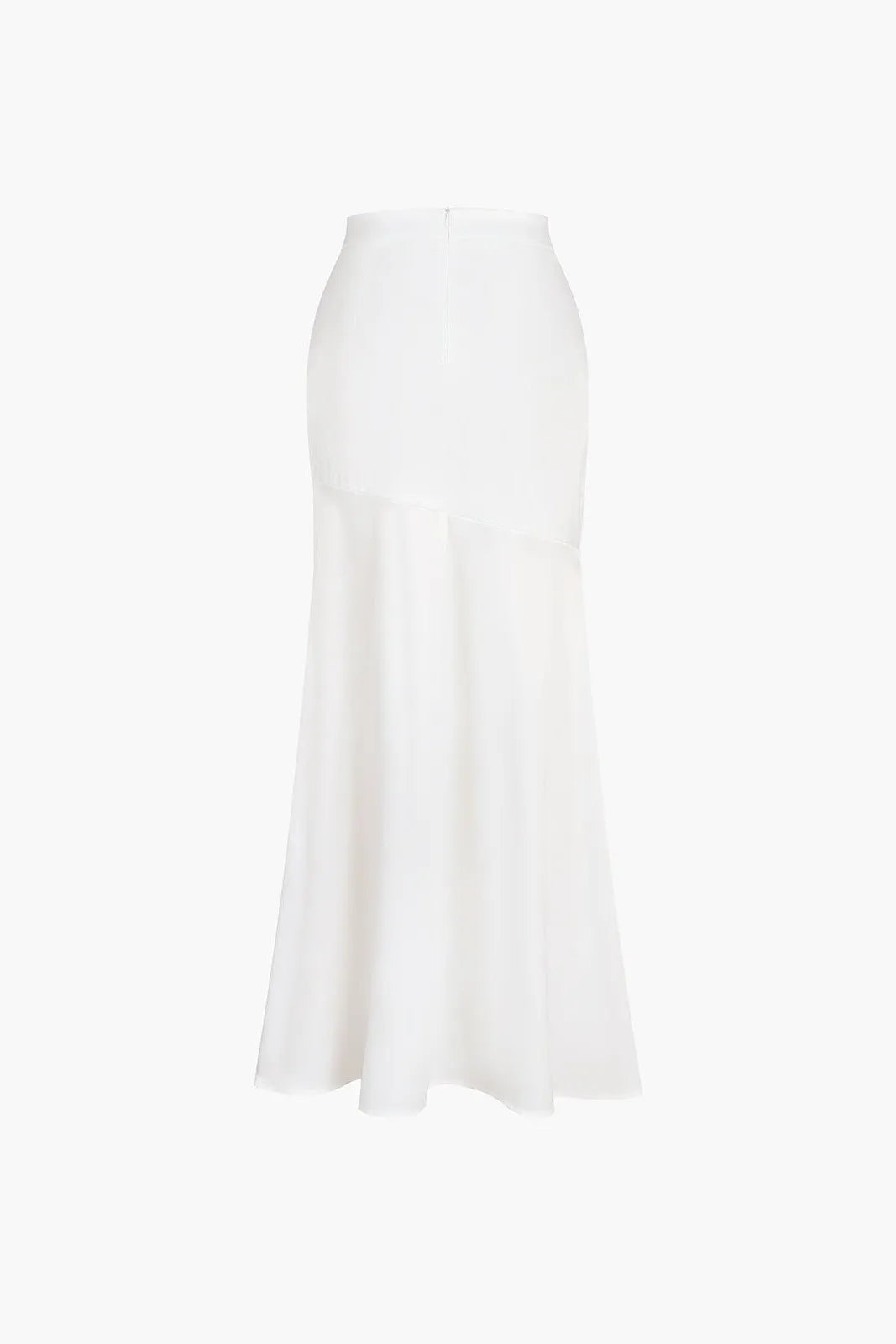 Tiaka White Satin Patchwork Split Maxi Skirt