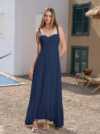 Tie Shoulder Ruched Bust Maxi Dress
