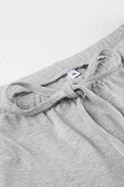 Tie-up Plush Lined Crop Top Pants Set