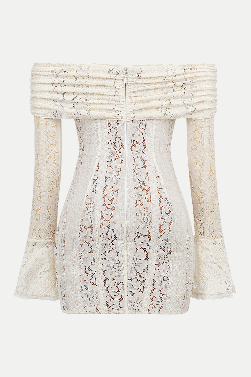 Tleta Lace Off Shoulder Mini Dress - White