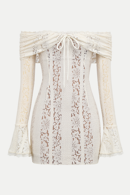 Tleta Lace Off Shoulder Mini Dress - White