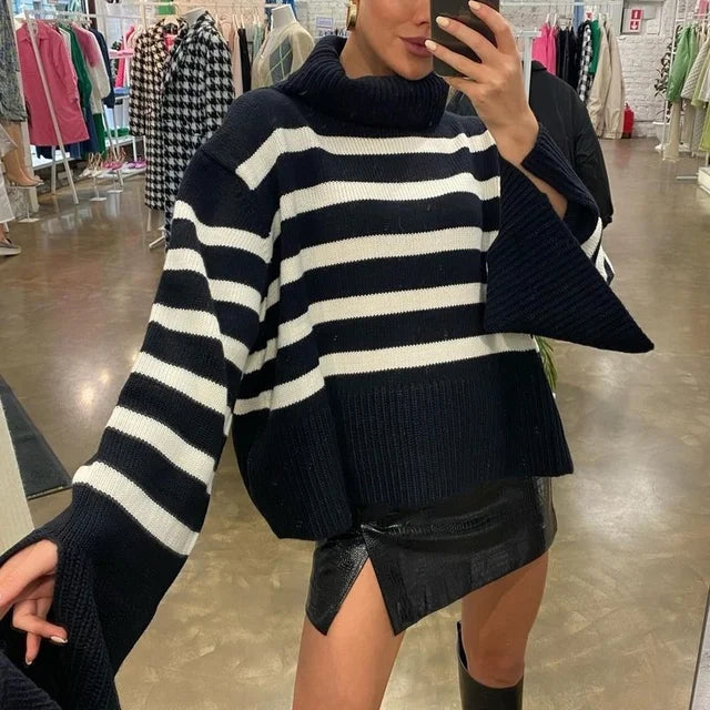New ’s Turtleneck Sweater Fall Winter Knitted Pullovers for Knitwear Long Sleeve Oversized Tops