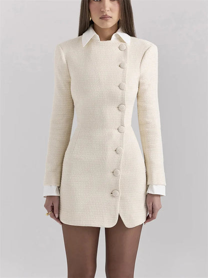 Contrast Lapel Cardigan Mini Dress