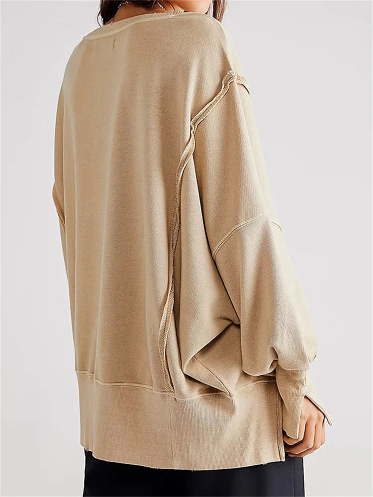 Patchwork Knit Loose Pullover Female Autumn High Waist Sweater Knitwear Pullover New