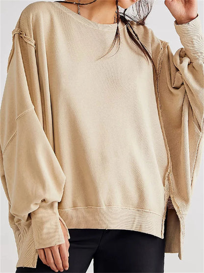 Patchwork Knit Loose Pullover Female Autumn High Waist Sweater Knitwear Pullover New