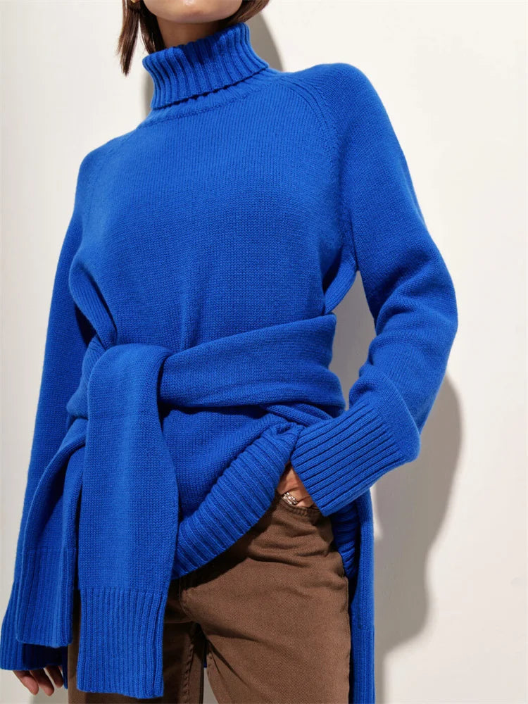 Loose Long Sleeve Turtleneck for Pullover High Street Slim Patchwork Sweater Top Oversized Sweater New