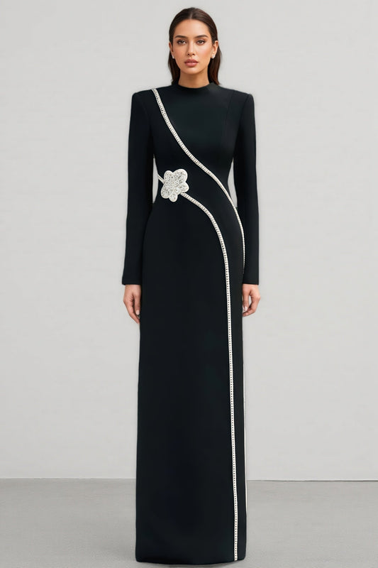 Senne Rhinestone Long Sleeve Maxi Dress