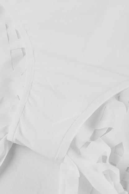 V Neck Fake Two-piece Crop Top Hollow Out Pants Set