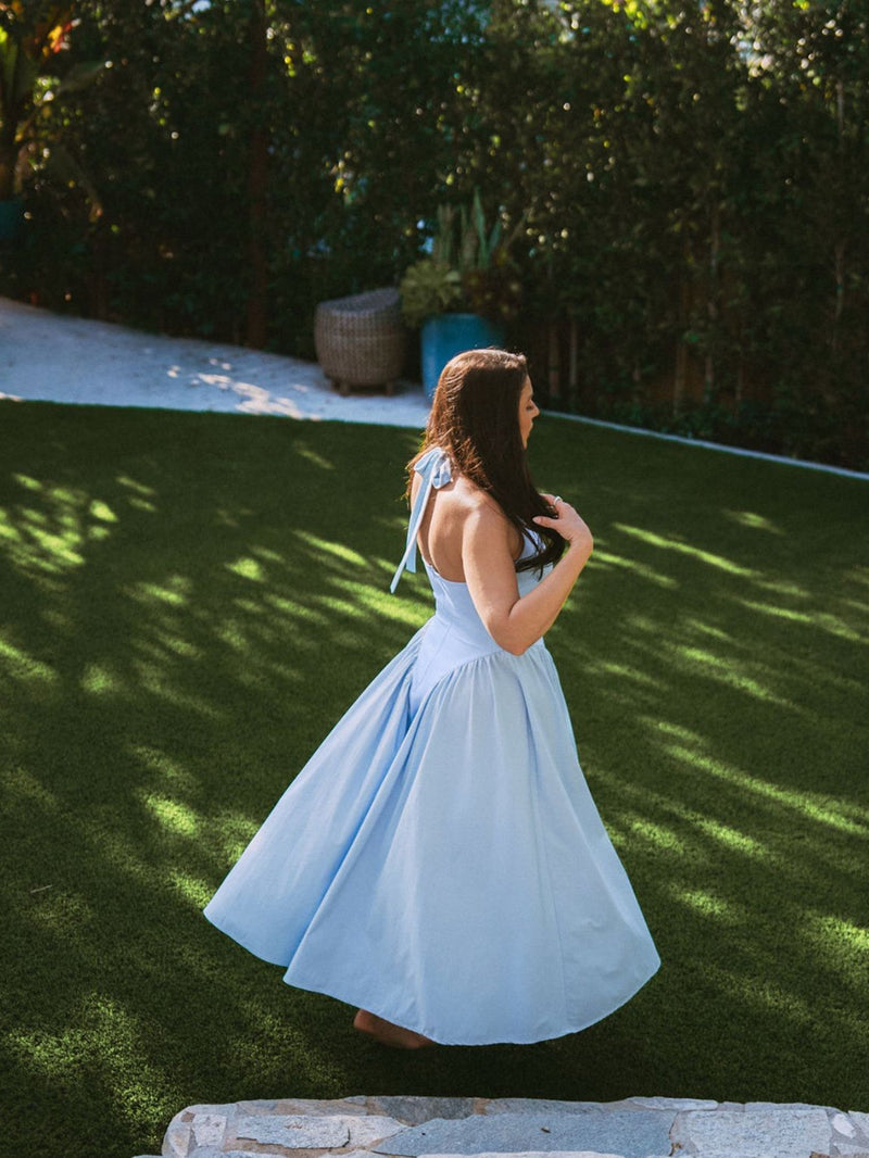 V-neck Halter Flared Hem Dress
