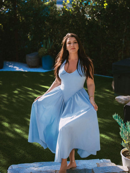 V-neck Halter Flared Hem Dress