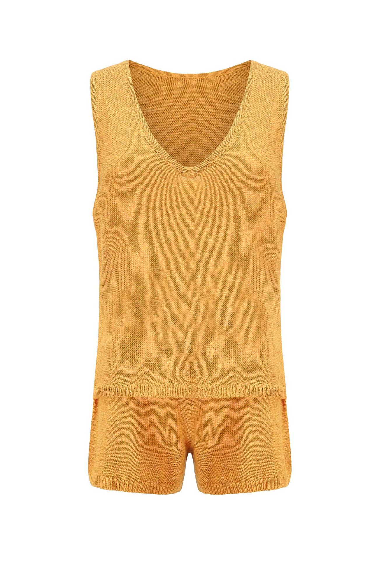 V Neck Knit Tank Top Shorts Suits