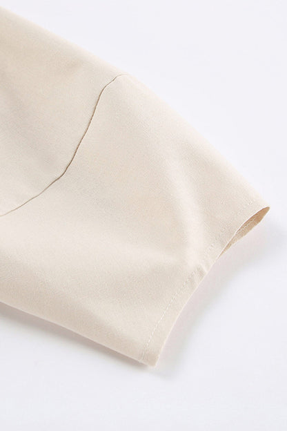 V Neck Single-breasted Cotton Linen A-line Dress