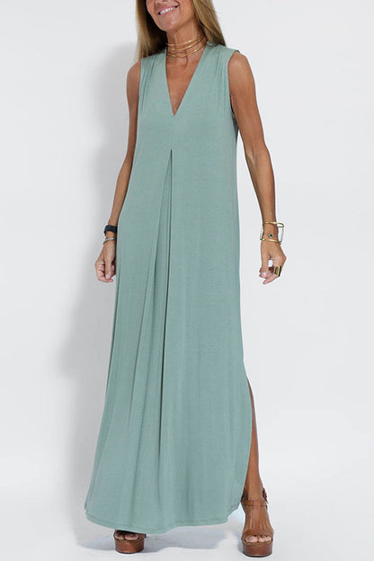 V Neck Tank Dress Long Cardigan Suits